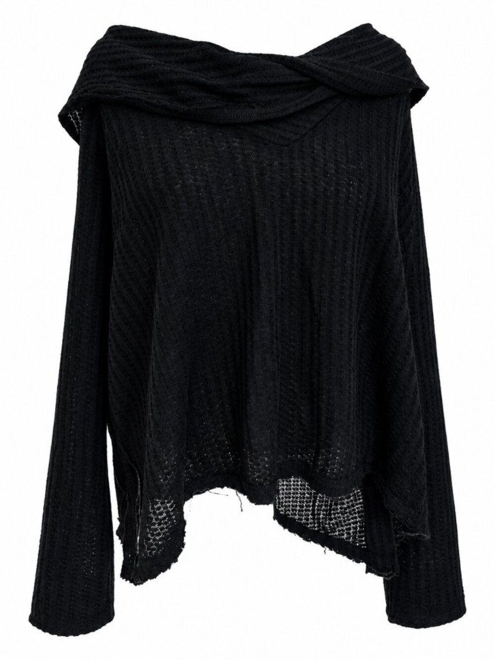 We The Free Black Off-Shoulder Sweater - XS (Small Tear)